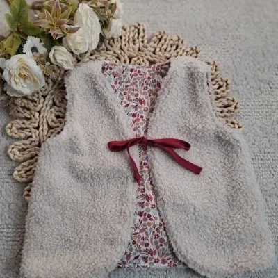 gilet berger 3/4 ans motif fleurs